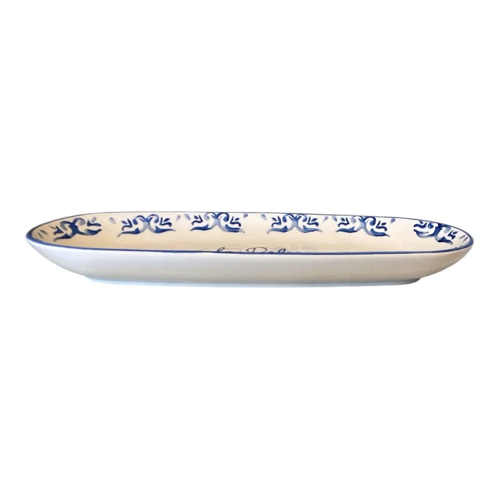 La Dolce Vita Long Tapas Serving Platter 14” Hand Painted Appetizer Dish Plate